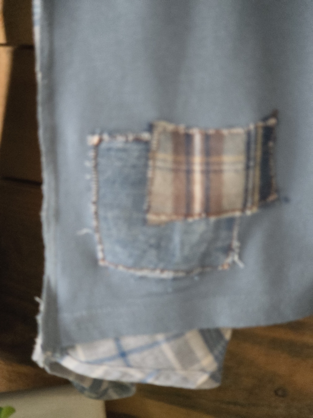 Upcycled Stay Frosty Graphic T-shirt with Plaid Sleeves - Picture 6 of 10